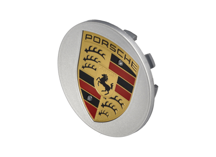 Cache-moyeu de roue avec écusson Porsche couleur argent. Porsche 95B Macan - 95B601150A8Z8