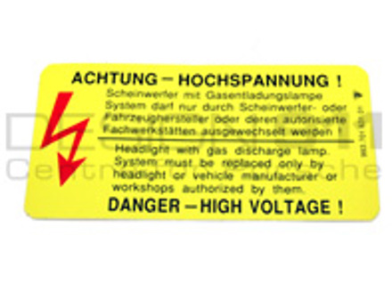 Sticker High Voltage Headlamp. Porsche 993 - 99370163101