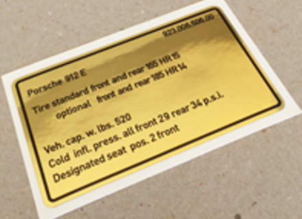 Adesivo pressione pneumatici. Porsche 912E (1976 – 1977) USA - 92300650600