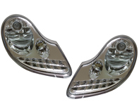 Phare avec ampoules LED, cerclage argenté. Porsche 996 / Boxster 986 (conduite à gauche). - 99663115701, 99663115801, 98663113117, 98663113217, 99663116301, 99663116401
