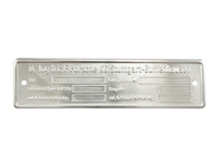Chassis identification tag. Porsche 911 Blank - 000701101008 Chassis identification tag. Porsche 911 Blank - 000701101008