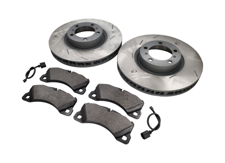 VORDERE Bremsbeläge und Bremsscheibenpaket. Porsche Panamera 3,0 l Diesel / 4S - 298615301B, 298615302B, PAA698151, 95861236500