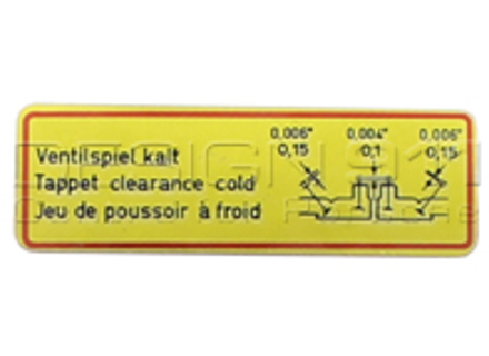 Sticker Valve Clearance. Porsche 356 / 912 - 54672203 Sticker Valve Clearance. Porsche 356 / 912 - 54672203