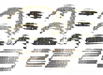 Kit de cadena de distribución con carriles guía. Porsche 958 Cayenne / 95B Macan / 970 Panamera - 95810506500, 95810506600, 95810506700, 95810506900, 95810506800, 95810517000, 958109252, 958105467, 95810546713, 95810546712, 95810546711, 958105507, 95810550723, 95810550721, 95810550720, 95810516911, 95810516910 - 59836Set