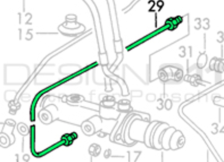 Hoofdremcilinder naar remleiding remklauw achter. Porsche 911 68-71 rechts gestuurd - 90135562402, 90135562400 Hoofdremcilinder naar remleiding remklauw achter. Porsche 911 68-71 rechts gestuurd - 90135562402, 90135562400