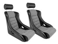 Sport-Stradale Bucket Seats, Black Leatherette / Houndstooth, SET OF 2. Porsche 356 / 911 / 912 1950–89