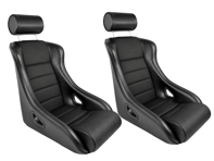 Sport-Stradale Bucket Seats, Black Leatherette / Basket Weave, SET OF 2. Porsche 356 / 911 / 912 1950–89