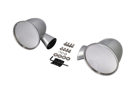Aluminium bullet mirror, in Satin Silver. Porsche 911 1965-1973 - 91173102010, 91173111600, 90173111101 - BulletPairSilver_1973early