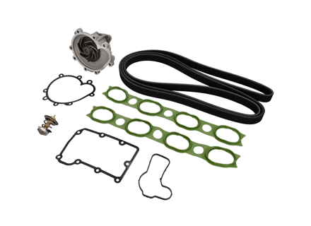 Kit pompe à eau, courroie et insert de thermostat pour Porsche 955 Cayenne S / turbo - 94810601104, 94810612303, 94810640101, 94811014501, 99919238050, 94810601103, 99610612570, 99610612571