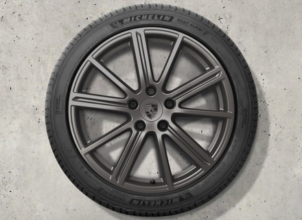 20" Panamera Turbo lichtmetalen velgen (in Turbonite) en interbanden Origineel Porsche - 976044600C 20" Panamera Turbo lichtmetalen velgen (in Turbonite) en interbanden Origineel Porsche - 976044600C