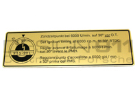 Sticker Ignition Timing Porsche 911 - 90100651000 Sticker Ignition Timing Porsche 911 - 90100651000