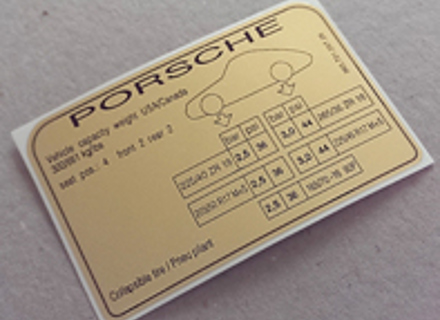 Tyre pressure decal. Porsche 911 (965) Turbo (1993 - 1994) USA - 96570128726 Tyre pressure decal. Porsche 911 (965) Turbo (1993 - 1994) USA - 96570128726