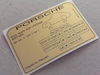 Tyre pressure decal. Porsche 911 (965) Turbo (1993 - 1994) USA - 96570128726 Tyre pressure decal. Porsche 911 (965) Turbo (1993 - 1994) USA - 96570128726