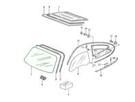 Parabrezza anteriore in vetro, verde fumé. Porsche 996 >>2001 - 99654190139, 99654190103