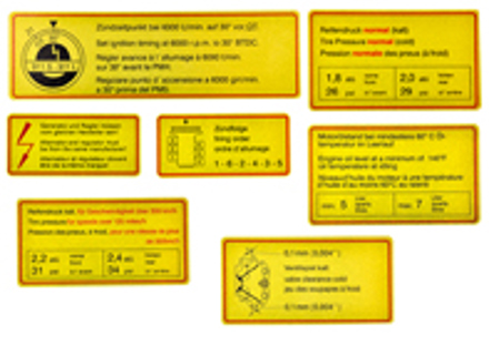 Juego de etiquetas adhesivas con borde rojo para compartimento motor para Porsche 911 - PCG90100650 Juego de etiquetas adhesivas con borde rojo para compartimento motor para Porsche 911 - PCG90100650