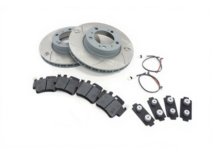 FRONT Brake Pads and Slotted Brake Disc Package for Porsche 996 1997-04 Sebro - 99635140501, 99635140601, 99635294903