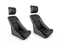 Modell14 Schalensitze, schwarzes Kunstleder / Korbgeflecht, 2er-Set. Porsche 356 / 911 / 912 1950–89