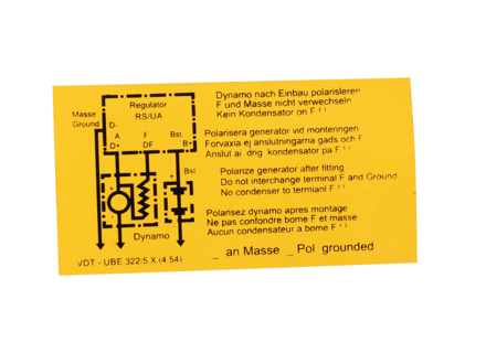 Decalcomania coperchio regolatore di tensione. Porsche 356B/356C - 90170100700 - 1601503200 Decalcomania coperchio regolatore di tensione. Porsche 356B/356C - 90170100700 - 1601503200