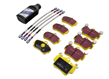 Kit de pastillas de freno amarillas EBC: incluye mangueras de freno de acero inoxidable y líquido de frenos Super Dot 4 de 500 ml. Porsche 987.2 Cayman S 2010-12 - 99735139305, 99735193907, 98635293910, 98635293911, 99635513901, 99635513903, 99635513904, 98735563700, 98735563701, 98735563702 - PLK1097 Kit de pastillas de freno amarillas EBC: incluye mangueras de freno de acero inoxidable y líquido de frenos Super Dot 4 de 500 ml. Porsche 987.2 Cayman S 2010-12 - 99735139305, 99735193907, 98635293910, 98635293911, 99635513901, 99635513903, 99635513904, 98735563700, 98735563701, 98735563702 - PLK1097