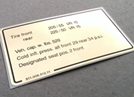 Aufkleber Reifendruck. Porsche 911 (1978 – 1980) USA - 91100651211