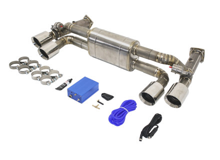 Silenziatore di scarico / sistema di scarico sportivo commutabile Race in titanio DesignTek. Porsche 991.2