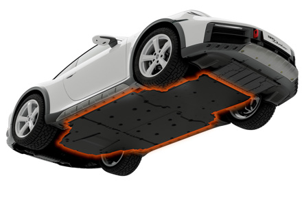 Afwerking van de onderkant. Porsche 911 (992) DAKAR - 99204401293 Afwerking van de onderkant. Porsche 911 (992) DAKAR - 99204401293