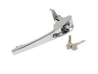 Door handle with lock cylinder and key, Chrome. Porsche 911/912 1968-69 - 90153106121, 90153106221 - 1687101270, 1687101280