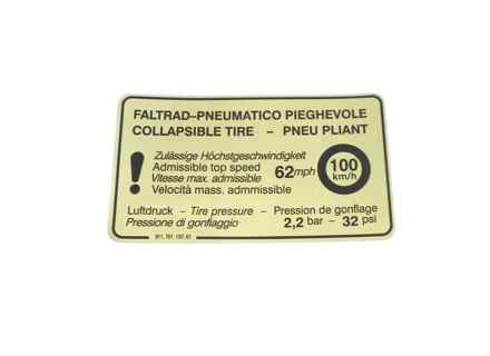 Adesivo per ruota di scorta pieghevole. Porsche 924 / 911 - 91170113701