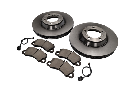FRONT Brake Pads and Brake Disc Package. Porsche Cayenne 9YA Disc size 350mm x 34mm - 9Y0615301, 9Y0615302, 9Y0698151T, 9Y0907253E