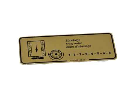 Sticker met ontstekingsvolgorde. Porsche 928 / 928 S - 92800610500