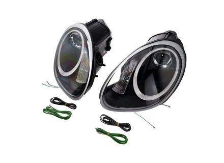 SCHEINWERFER PROJEKTOR HALOGEN + AURORA LICHT Porsche 987 05-08 SCHWARZES GLÄSER LHD - 99763115713, 99763115813