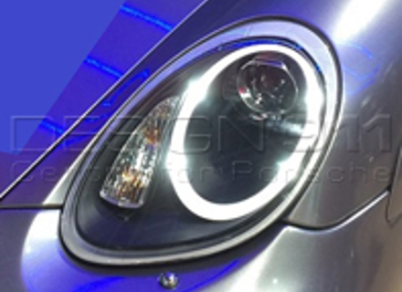 PROIETTORE FARO ALOGENO + LUCE AURORA Porsche 987 05-08 LENTE NERA IT - 99763115713, 99763115813
