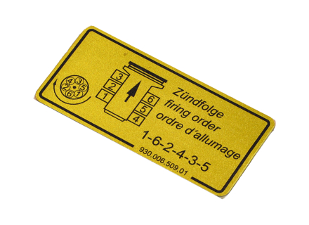 Sticker Ontstekingsvolgorde. Porsche 911 3.2 Carrera - 93000650901 - 1601500606
