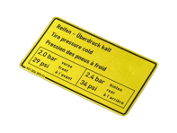 Sticker Tyre pressure. Porsche 911 1973-83 / 911 turbo 1975-77 - 90100650501 - 1601500706 Sticker Tyre pressure. Porsche 911 1973-83 / 911 turbo 1975-77 - 90100650501 - 1601500706