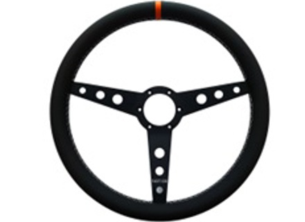 Stuur Turn 8 volnerf leer en oranje marker 380 mm. Porsche 911 / 964 / 993 / 924 / 944 / 968 / 928 - 74202, 74203