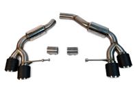 Fabspeed Rear Slip-On Sport Exhaust, Resonated (Quieter). Porsche Macan 2.0L (2014-2018) - 95B0442003, 95B0442004 - FS.POR.14MCN2L.RMBPCF, FS.POR.14MCN2L.RMBPP, FS.POR.14MCN2L.RMBPB, FS.POR.14MCN2L.RMBPTI