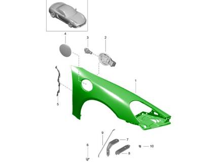 Parafango anteriore, primerizzato. Porsche 981 Boxster / Cayman 2012-16 - 98150303100GRV, 98150303200GRV