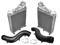 Kit intercooler et tuyauterie pour radiateur avant. Porsche 957 / 958 Cayenne Turbo 4.8L - 95511063901, 95511064001, 95511062301, 95511062410
