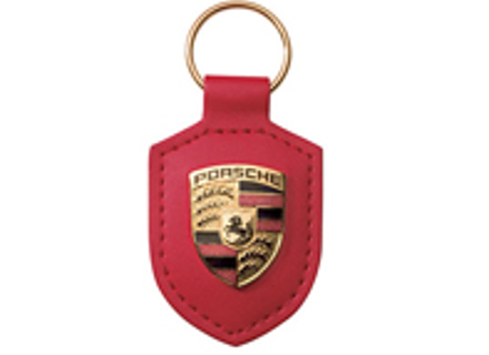 Porsche Crested Leather Keyring, RED - WAP0500920E Porsche Crested Leather Keyring, RED - WAP0500920E