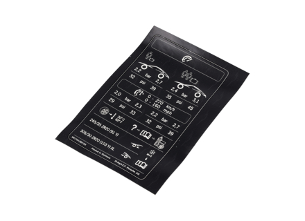 Decalcomania della pressione dei pneumatici. Porsche 991.2 Carrera 4 / Carrera 4S - 99170128703 Decalcomania della pressione dei pneumatici. Porsche 991.2 Carrera 4 / Carrera 4S - 99170128703