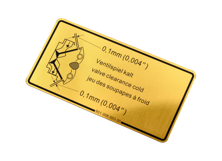 Autocollant de dégagement des soupapes d’admission et d’échappement. Porsche911/914/964 - 90100650300 - 1601500106