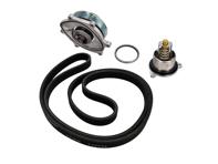 Kit pompe à eau, courroie et thermostat. Porsche 991.1 Carrera 2S / Carrera 4S - 0PB121035A, 9A110221800, 0PB903137A, 9A110222602, 9A110622603, 9A712111000, 9A110655900, 0PB121688