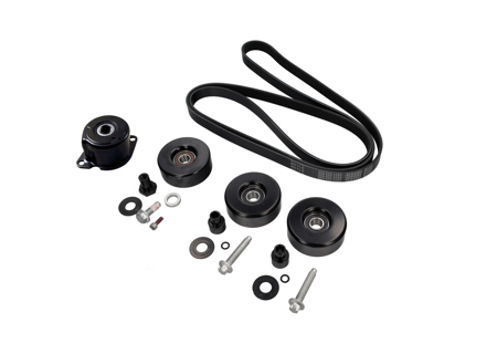 Kit complet de poulies et courroies - Tendeur, galets et courroie d'entraînement - pour Porsche 996 turbo / GT2 / 997.1 turbo / GT2 avec climatisation - 99610236550, 99611501670, 99611501672, 99907204109, 99907205901, 90006711703, 90006711705, 99611501571, 99611501576, 99610212553, 99611522171, 99611522172, 90037820009, 90037831301, 90007406302, 90007438001, 99919237950, 99919237951