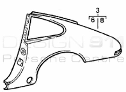 Coupé posteriore a 1/4 di pannello. Porsche 911 1978-83 2.7L Carrera / SC - 91150306110GRV, 91150306210GRV