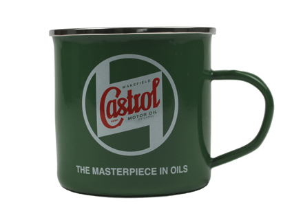 Tazza classica in latta smaltata Castrol. Tazza classica in latta smaltata Castrol.