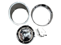 Scheinwerfersatz, loses Set, mit Chromrand, ohne Glas. Porsche 911 69-83 LHD - 91163111300, 1695100900 Scheinwerfersatz, loses Set, mit Chromrand, ohne Glas. Porsche 911 69-83 LHD - 91163111300, 1695100900