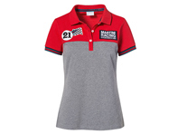 Porsche damespoloshirt, roodgrijs gemêleerd - Martini Racing Collection Porsche damespoloshirt, roodgrijs gemêleerd - Martini Racing Collection
