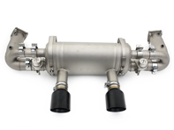 Race Exhaust switchable Porsche 991.2 Carrera in Titanium with Black Diamond tail pipe finish - DesignTek - 9P1251053A, 9P1251053C - TI/EX-PS991230T-2/101AT Race Exhaust switchable Porsche 991.2 Carrera in Titanium with Black Diamond tail pipe finish - DesignTek - 9P1251053A, 9P1251053C - TI/EX-PS991230T-2/101AT