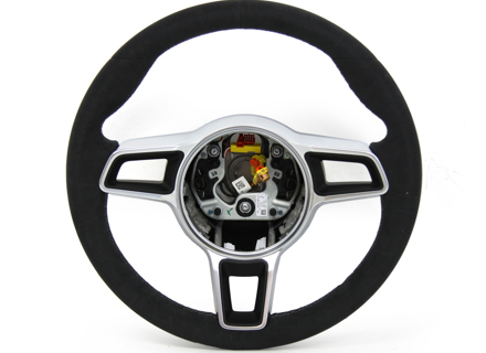 Steering wheel Black Alcantara / Platinum Grey. Porsche Cayman GT4 - 9P1419091AHRAG, 9P1419091FSRAG Steering wheel Black Alcantara / Platinum Grey. Porsche Cayman GT4 - 9P1419091AHRAG, 9P1419091FSRAG