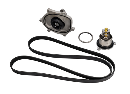 Kit pompa acqua, cinghia e termostato. Porsche 981 Boxster / Cayman / Porsche 991.1 - 0PB121035A, 9A110221800, 0PB903137A, 9A110222602, 9A110622603, 9A712111000, 9A110655900, 0PB121688